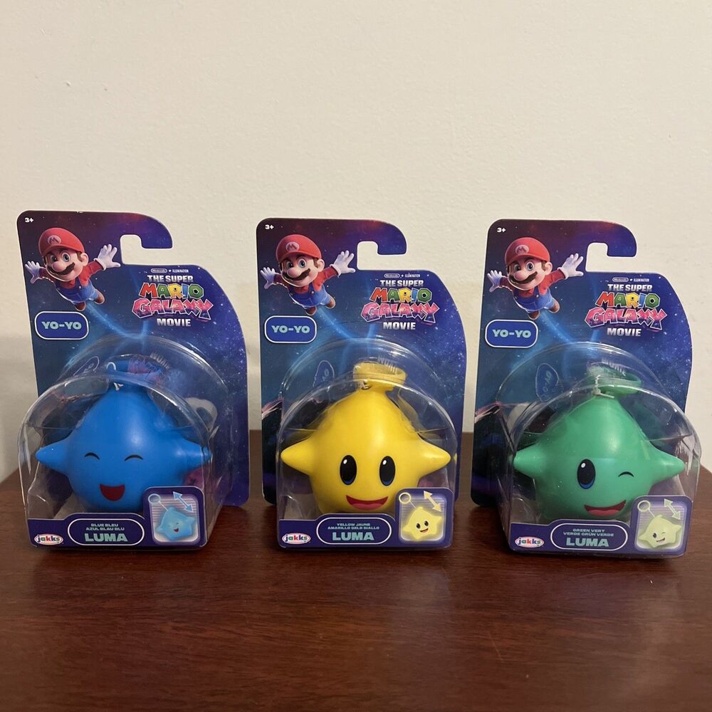 The Super Mario Galaxy Movie Luma Star Yo-Yo Figures Full Set Jakks NEW SET OF 3